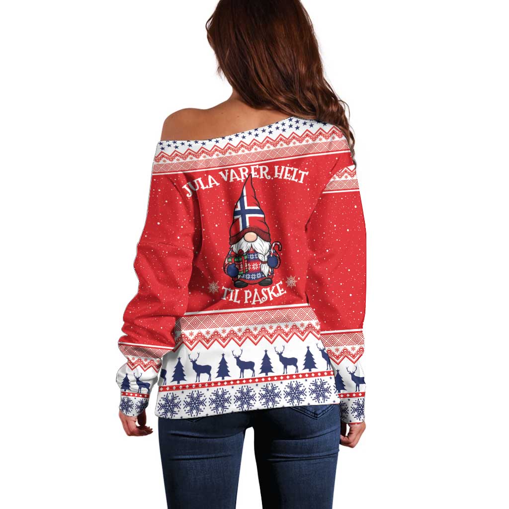 Norway Christmas Off Shoulder Sweater Lovely Nordic Gnome - Wonder Print Shop