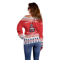 Norway Christmas Off Shoulder Sweater Lovely Nordic Gnome - Wonder Print Shop