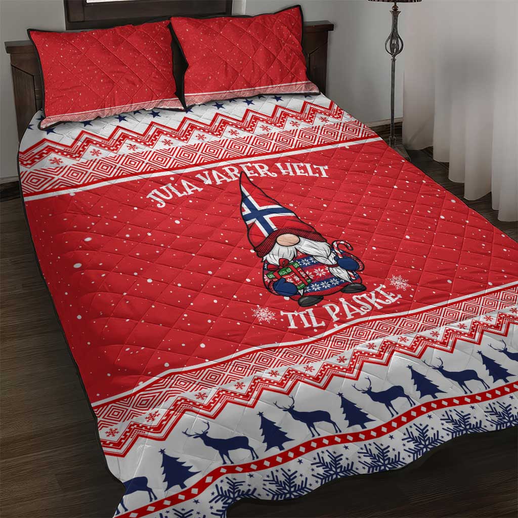 Norway Christmas Quilt Bed Set Lovely Nordic Gnome - Wonder Print Shop