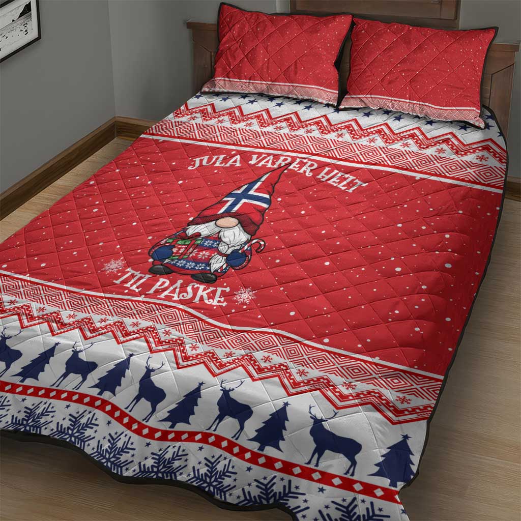 Norway Christmas Quilt Bed Set Lovely Nordic Gnome - Wonder Print Shop