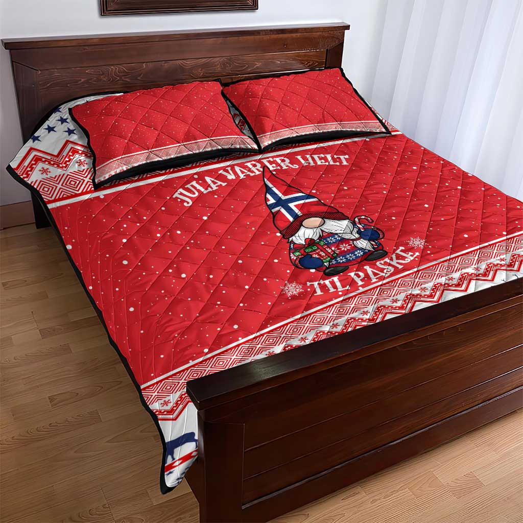 Norway Christmas Quilt Bed Set Lovely Nordic Gnome - Wonder Print Shop