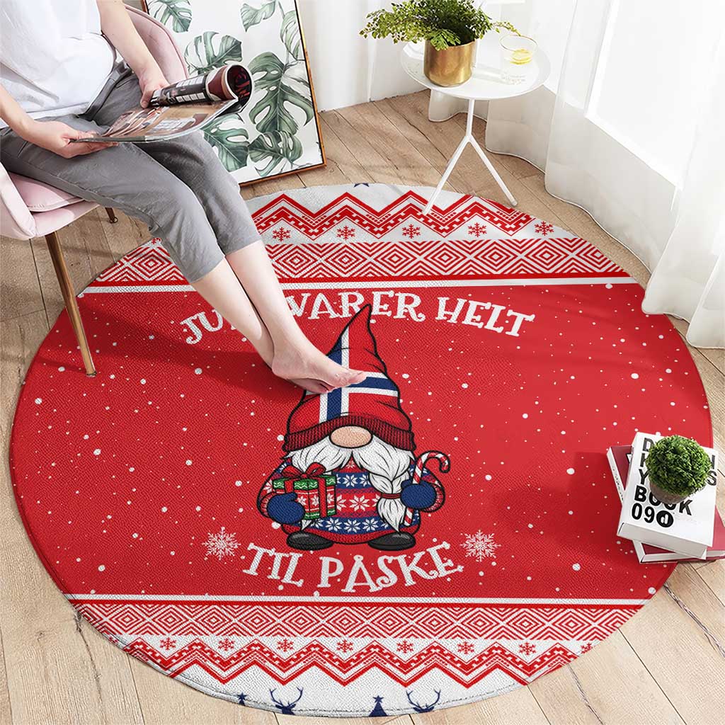 Norway Christmas Round Carpet Lovely Nordic Gnome - Wonder Print Shop