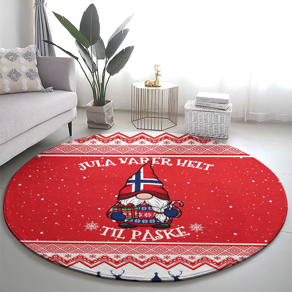 Norway Christmas Round Carpet Lovely Nordic Gnome - Wonder Print Shop