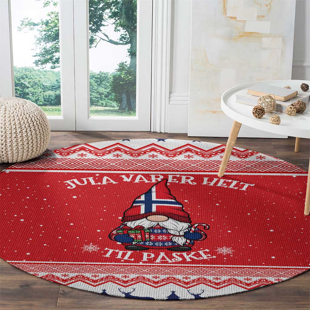 Norway Christmas Round Carpet Lovely Nordic Gnome - Wonder Print Shop