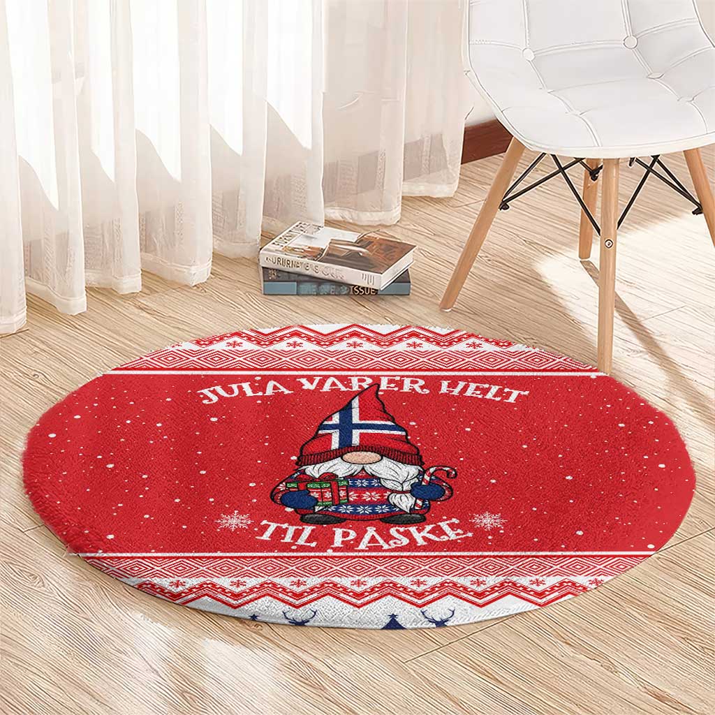 Norway Christmas Round Carpet Lovely Nordic Gnome - Wonder Print Shop