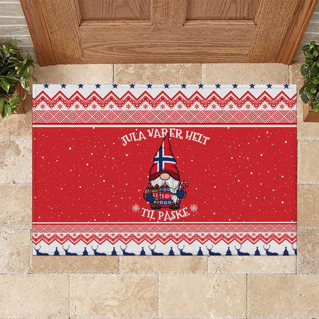 Norway Christmas Rubber Doormat Lovely Nordic Gnome - Wonder Print Shop