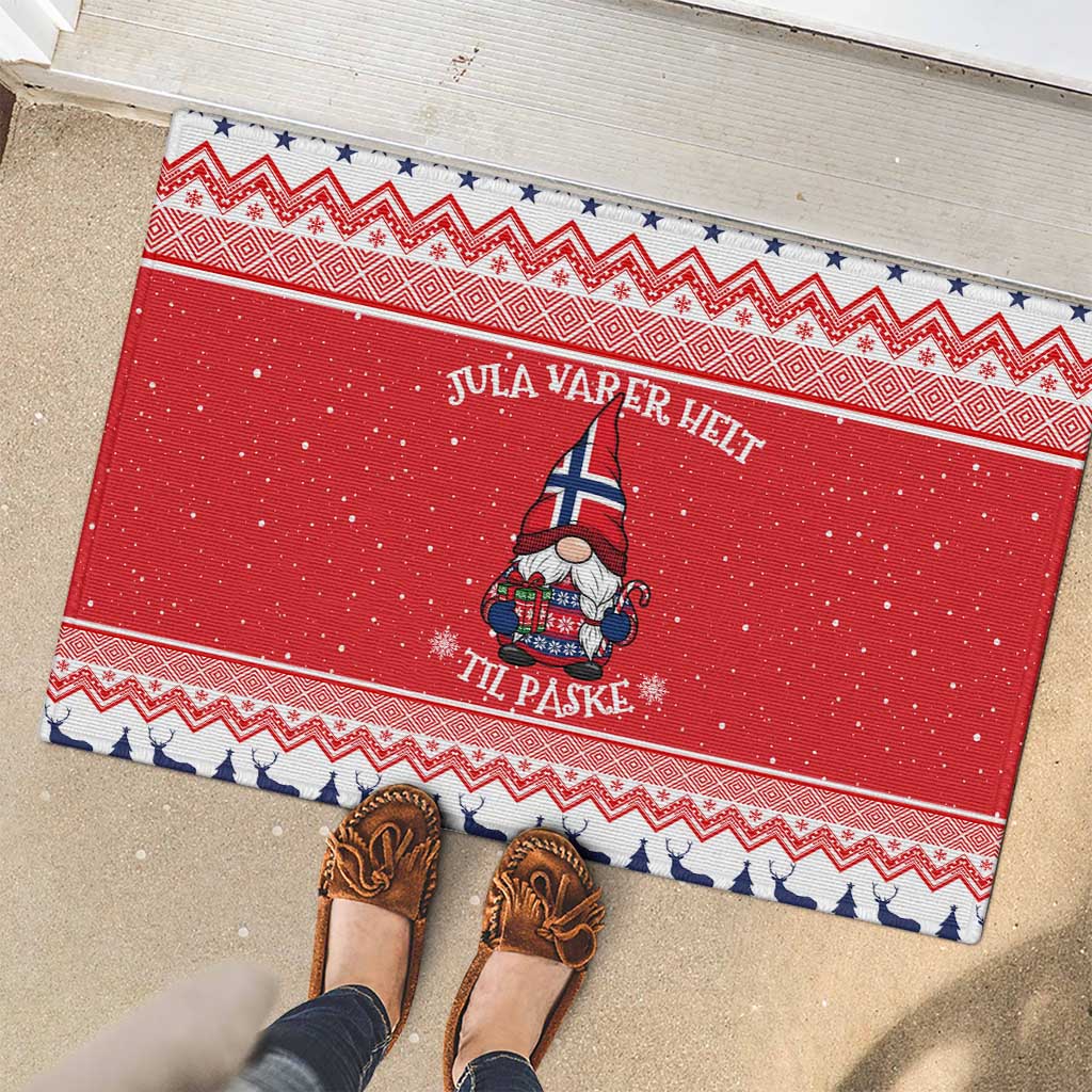 Norway Christmas Rubber Doormat Lovely Nordic Gnome - Wonder Print Shop