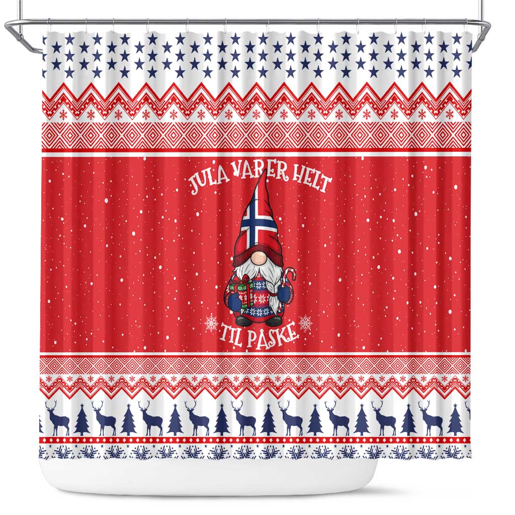 Norway Christmas Shower Curtain Lovely Nordic Gnome - Wonder Print Shop