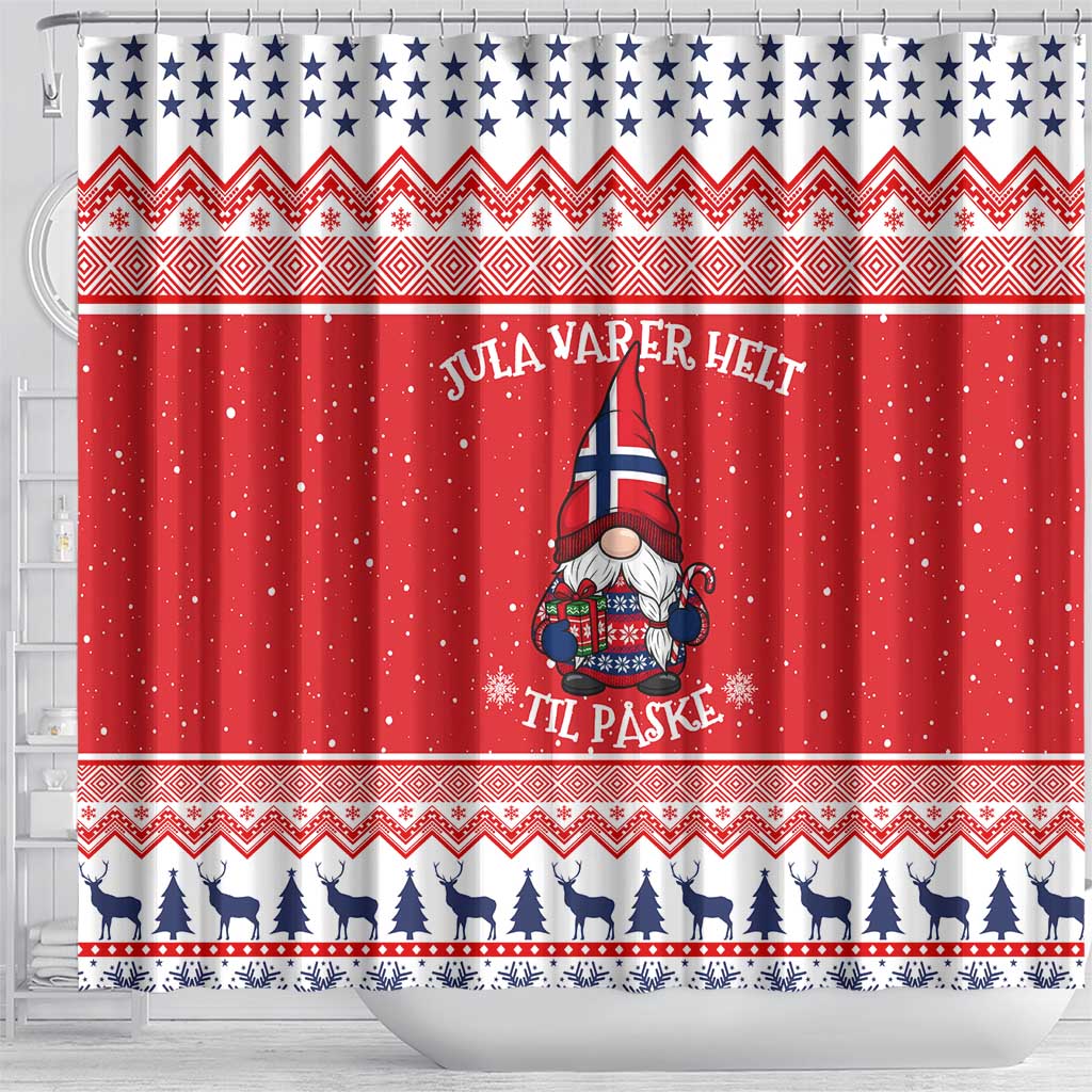 Norway Christmas Shower Curtain Lovely Nordic Gnome - Wonder Print Shop