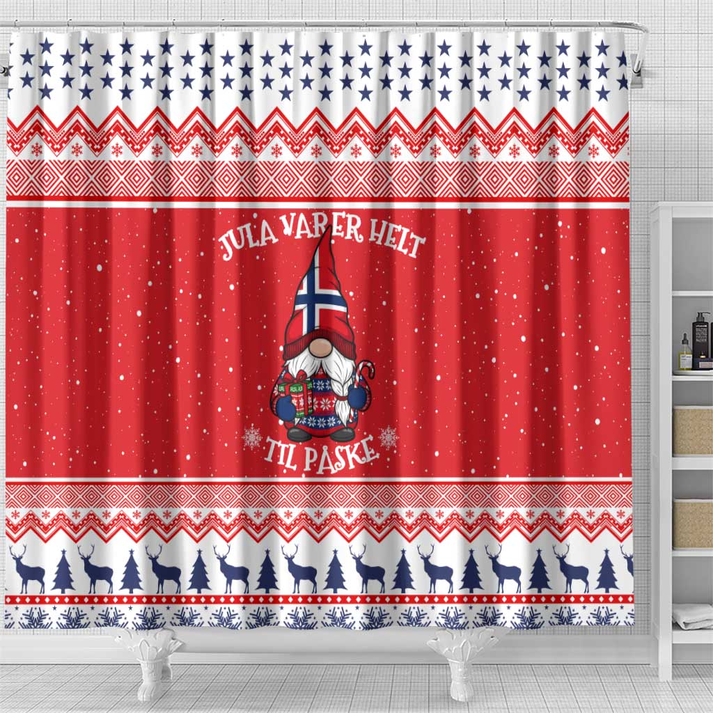 Norway Christmas Shower Curtain Lovely Nordic Gnome - Wonder Print Shop