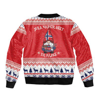 Norway Christmas Sleeve Zip Bomber Jacket Lovely Nordic Gnome - Wonder Print Shop