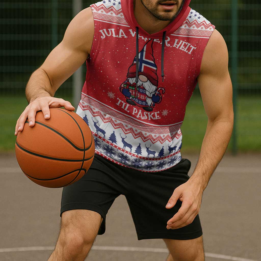 Norway Christmas Sleeveless Hoodie Lovely Nordic Gnome - Wonder Print Shop