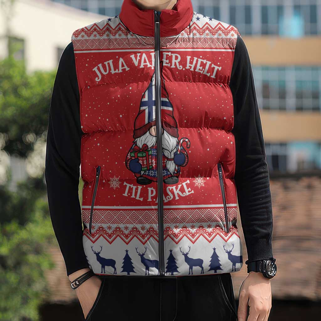 Norway Christmas Sleeveless Puffer Jacket Lovely Nordic Gnome - Wonder Print Shop