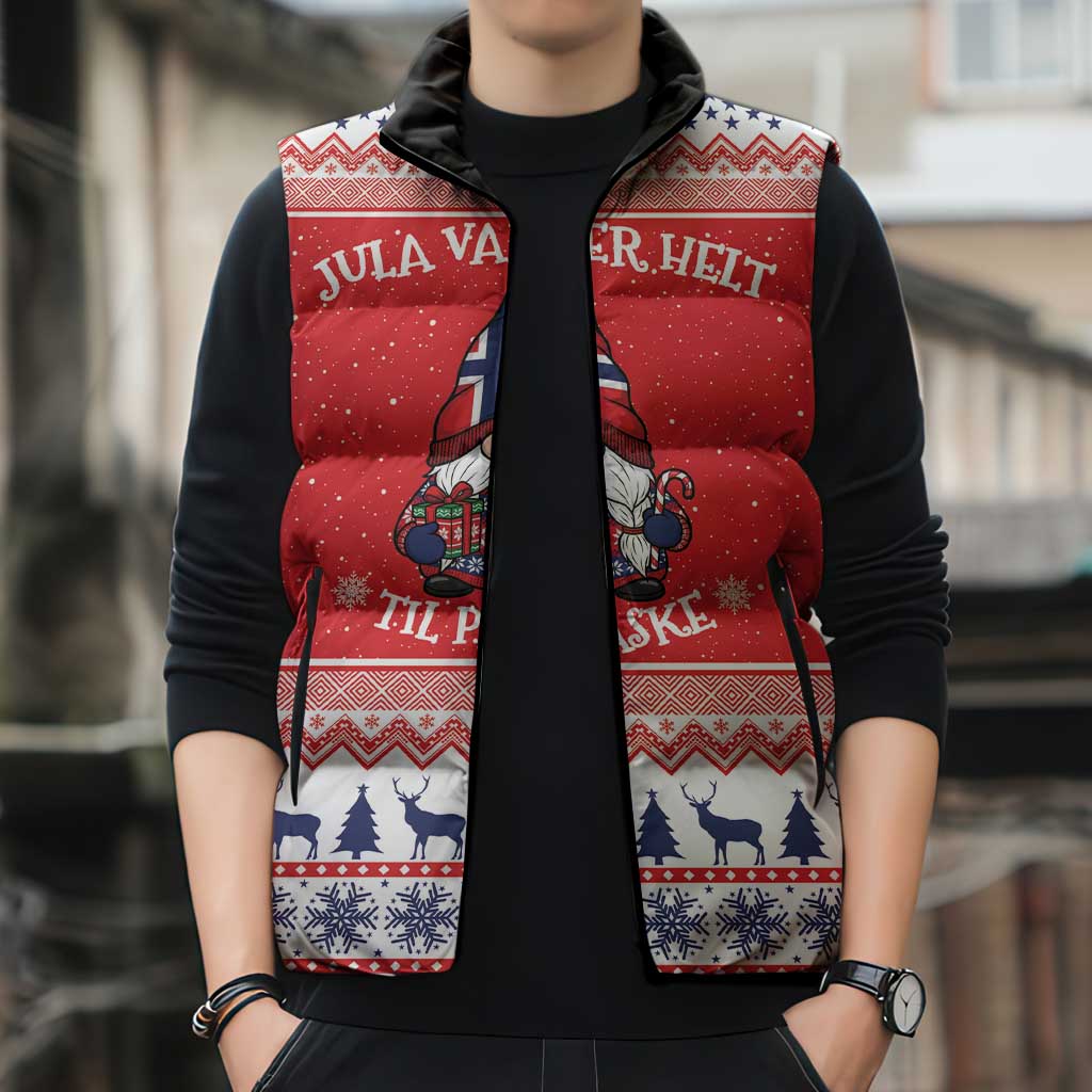 Norway Christmas Sleeveless Puffer Jacket Lovely Nordic Gnome - Wonder Print Shop