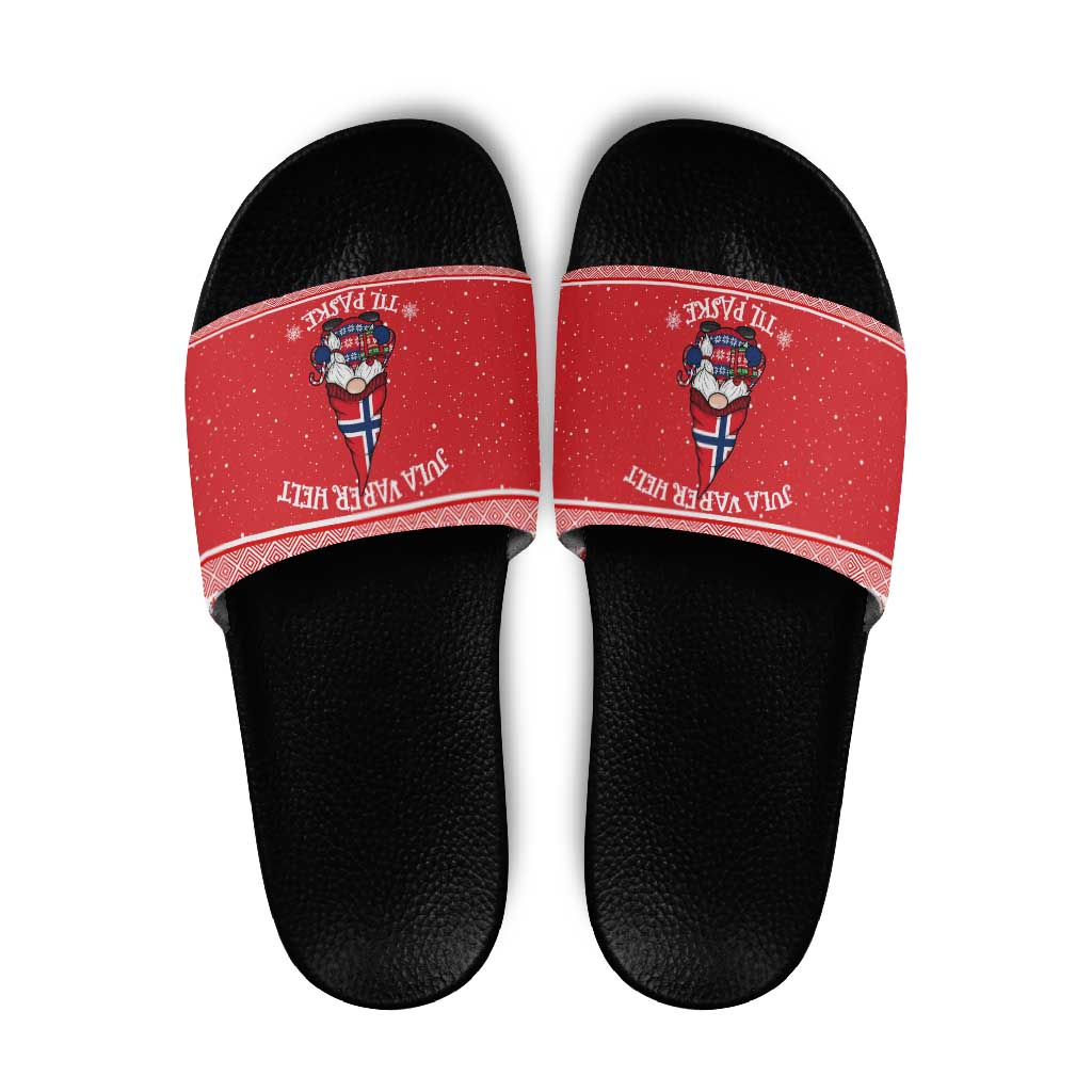Norway Christmas Slide Sandals Lovely Nordic Gnome - Wonder Print Shop