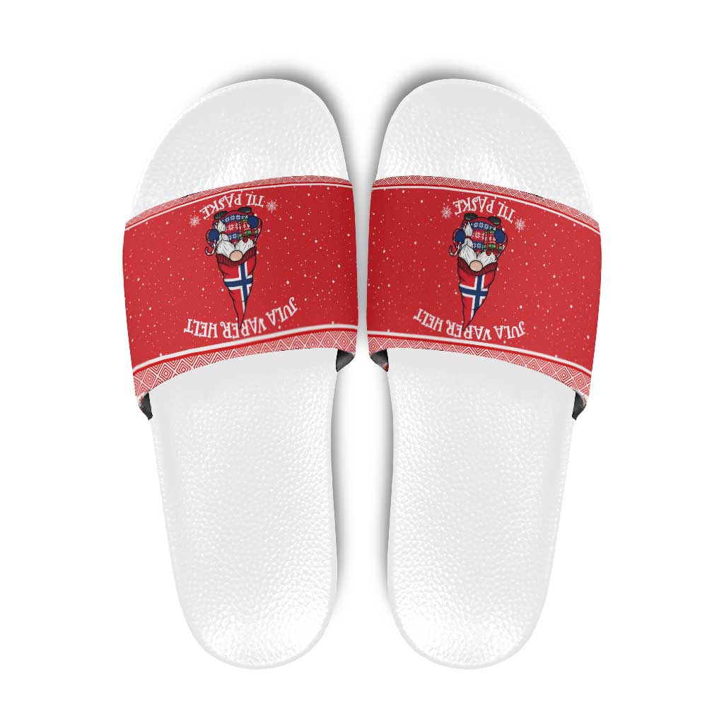 Norway Christmas Slide Sandals Lovely Nordic Gnome - Wonder Print Shop