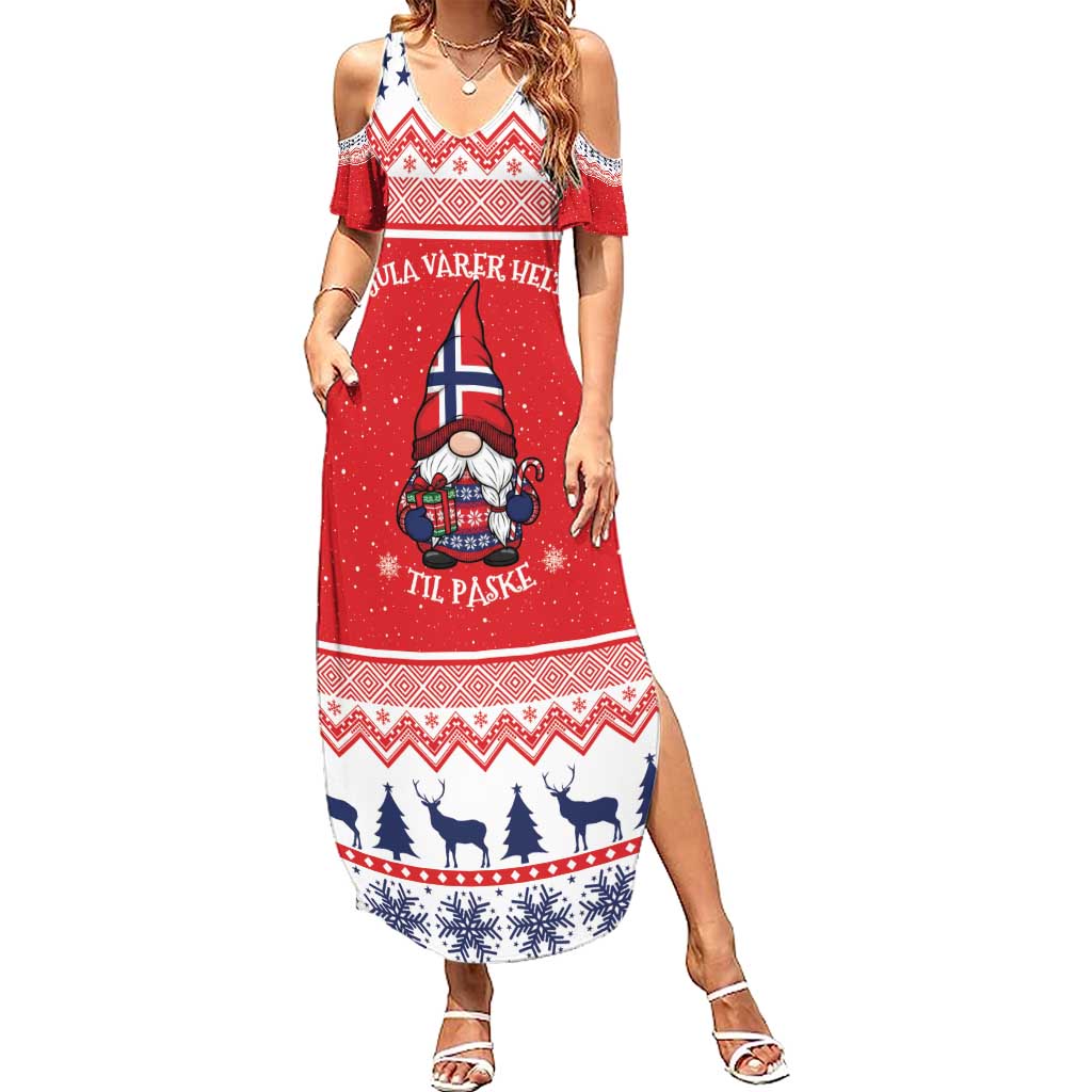 Norway Christmas Summer Maxi Dress Lovely Nordic Gnome - Wonder Print Shop
