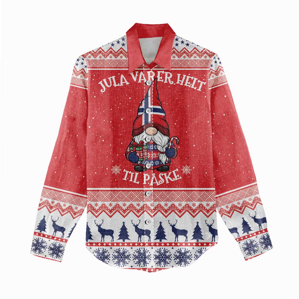 Norway Christmas Women Casual Shirt Lovely Nordic Gnome - Wonder Print Shop