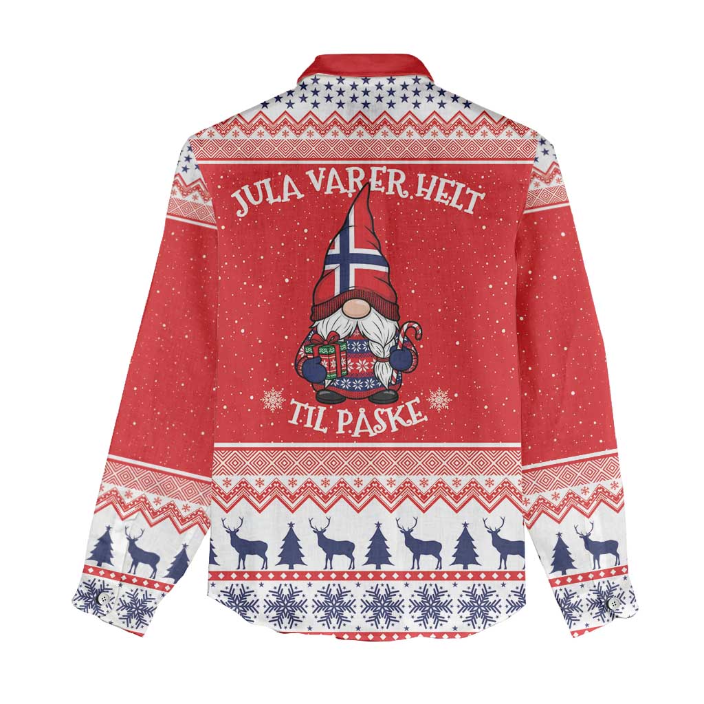 Norway Christmas Women Casual Shirt Lovely Nordic Gnome - Wonder Print Shop