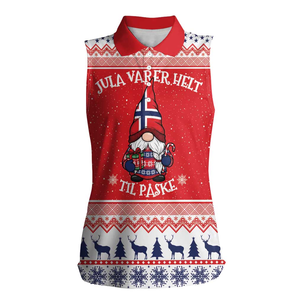 Norway Christmas Women Sleeveless Polo Shirt Lovely Nordic Gnome - Wonder Print Shop