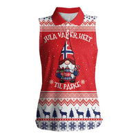 Norway Christmas Women Sleeveless Polo Shirt Lovely Nordic Gnome - Wonder Print Shop