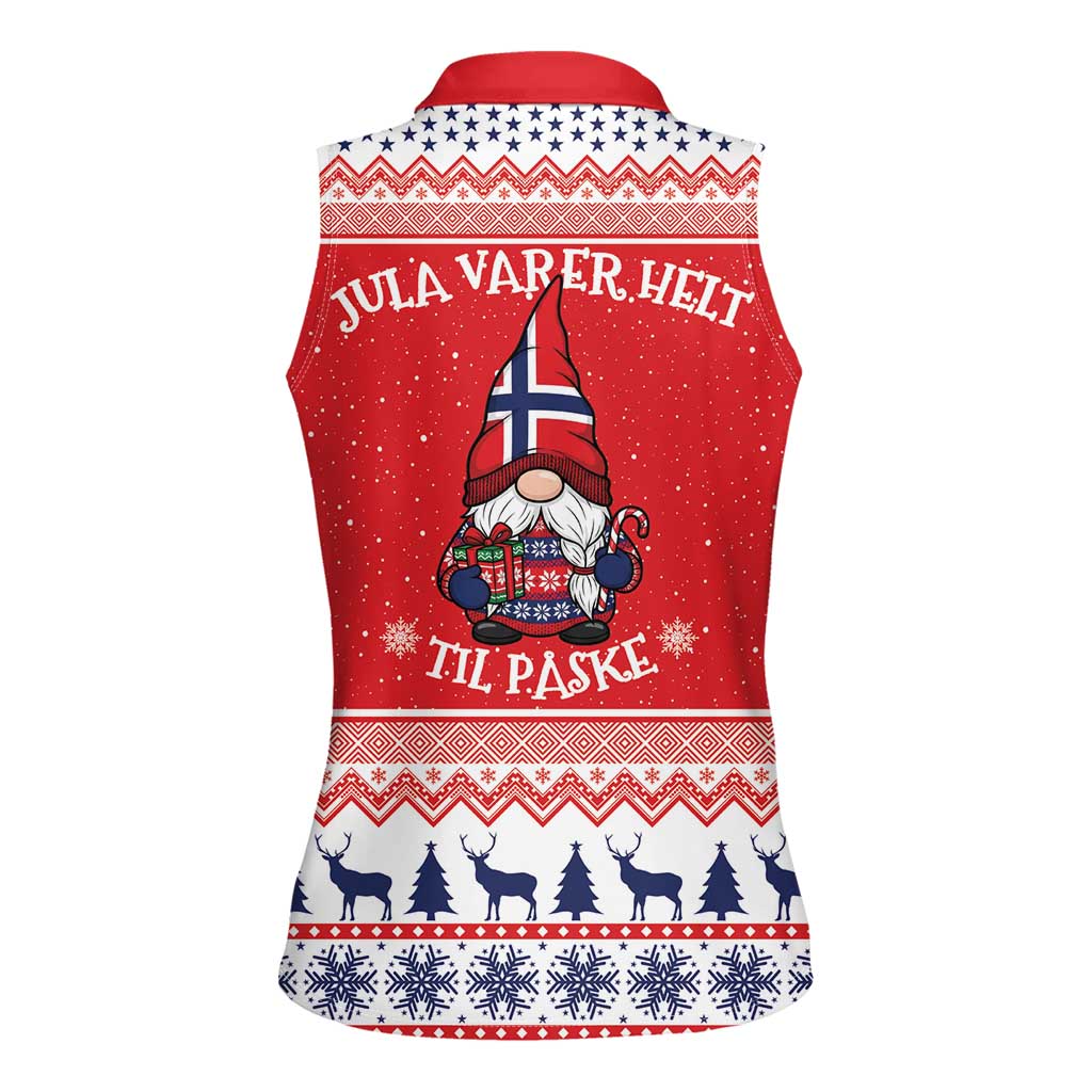 Norway Christmas Women Sleeveless Polo Shirt Lovely Nordic Gnome - Wonder Print Shop