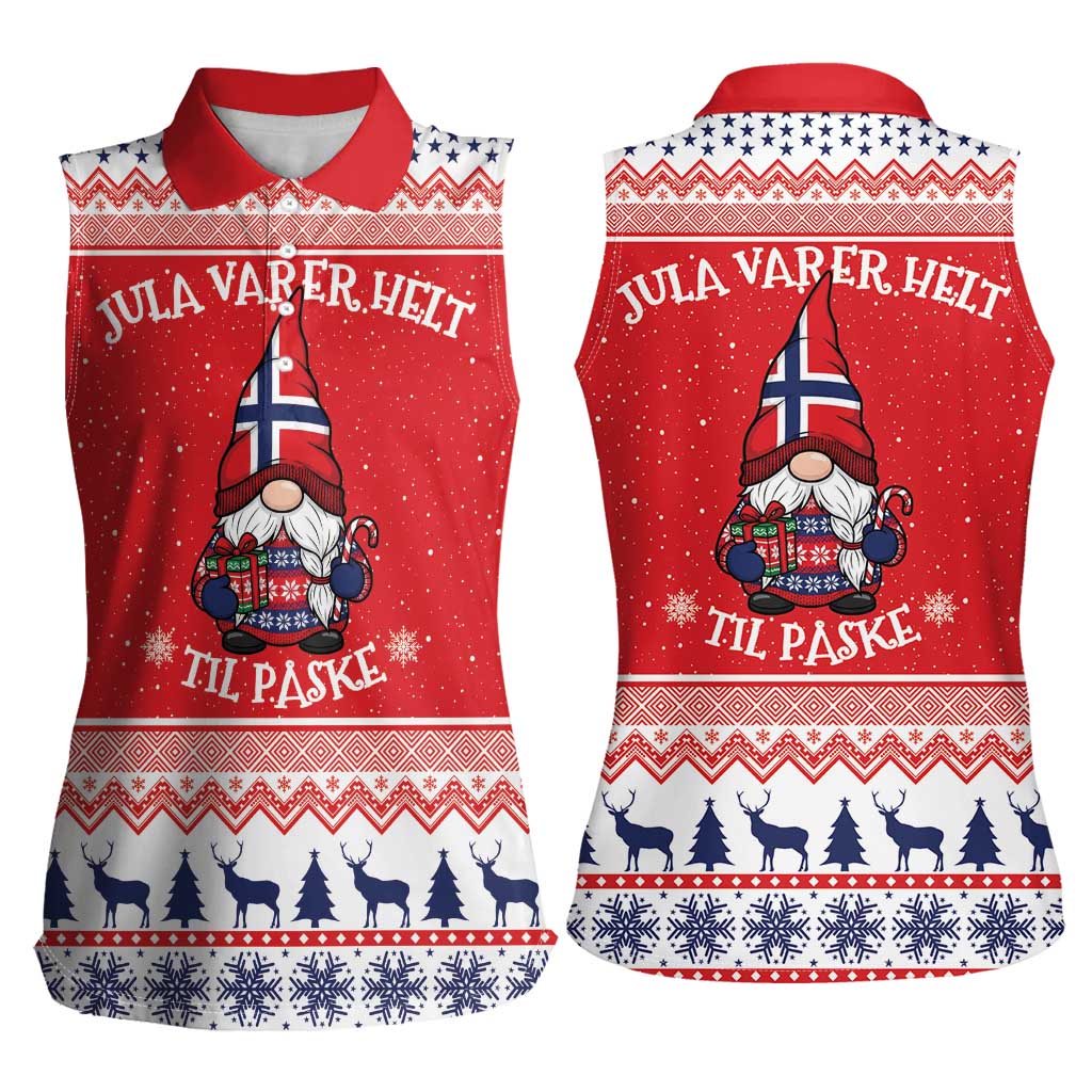 Norway Christmas Women Sleeveless Polo Shirt Lovely Nordic Gnome - Wonder Print Shop