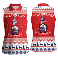 Norway Christmas Women Sleeveless Polo Shirt Lovely Nordic Gnome - Wonder Print Shop