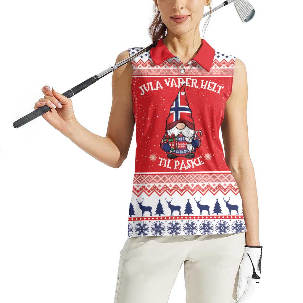 Norway Christmas Women Sleeveless Polo Shirt Lovely Nordic Gnome - Wonder Print Shop