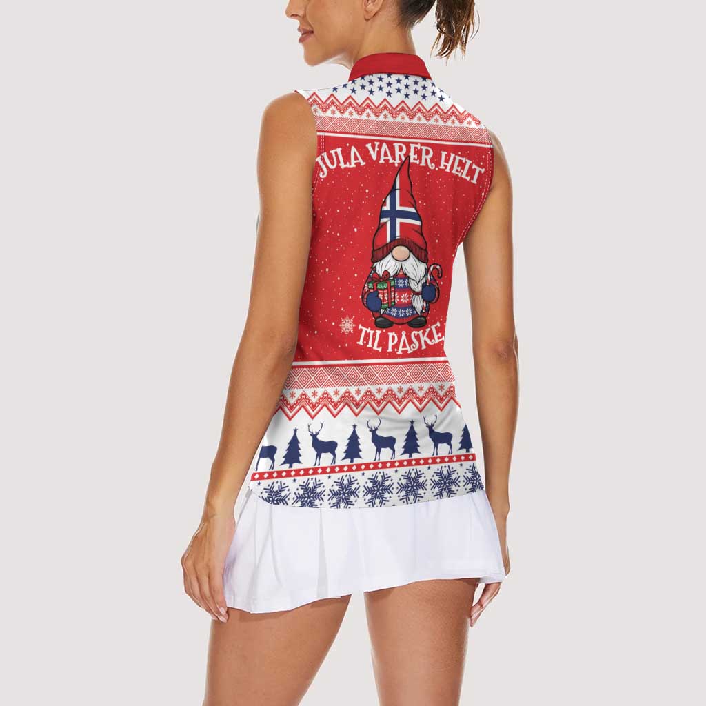 Norway Christmas Women Sleeveless Polo Shirt Lovely Nordic Gnome - Wonder Print Shop