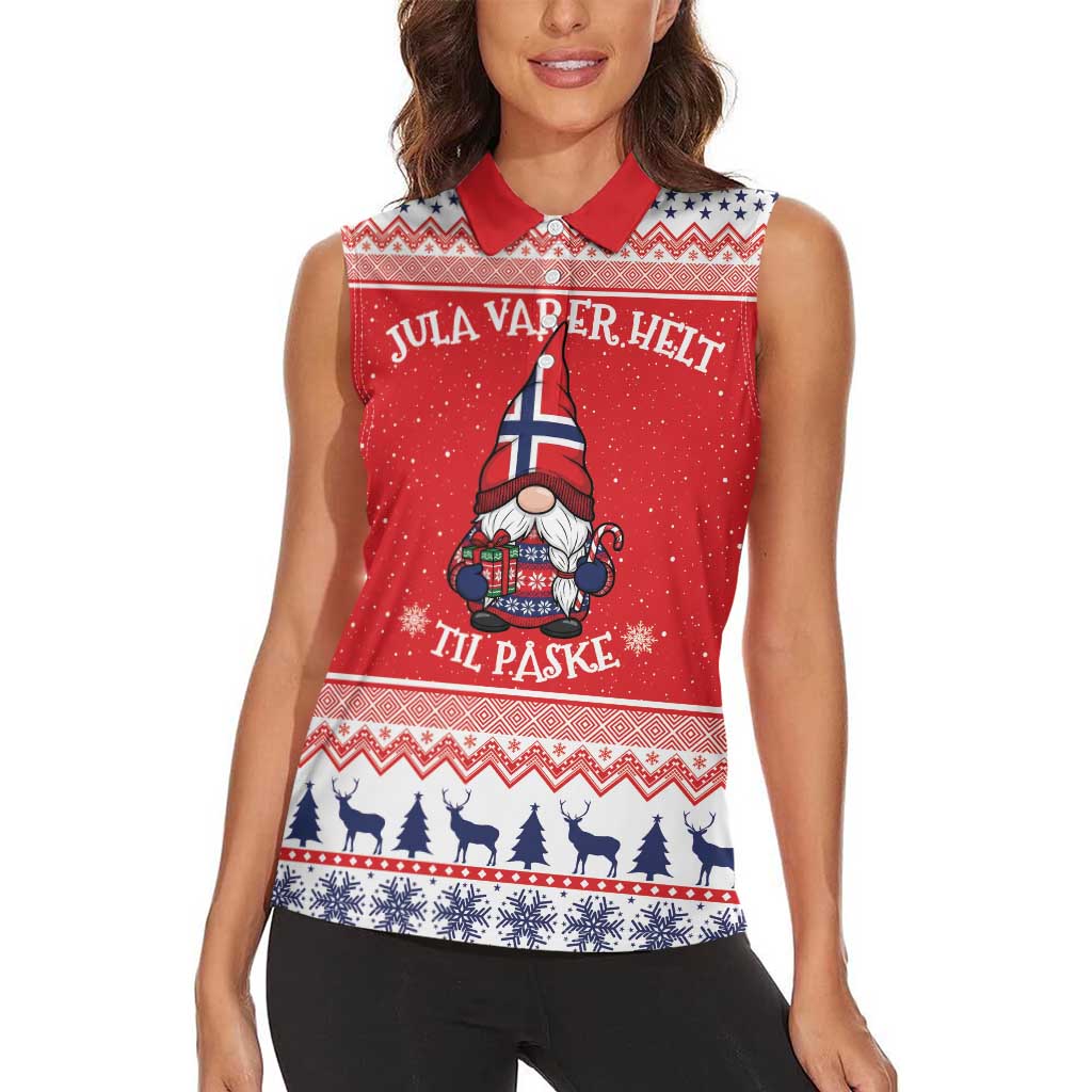 Norway Christmas Women Sleeveless Polo Shirt Lovely Nordic Gnome - Wonder Print Shop