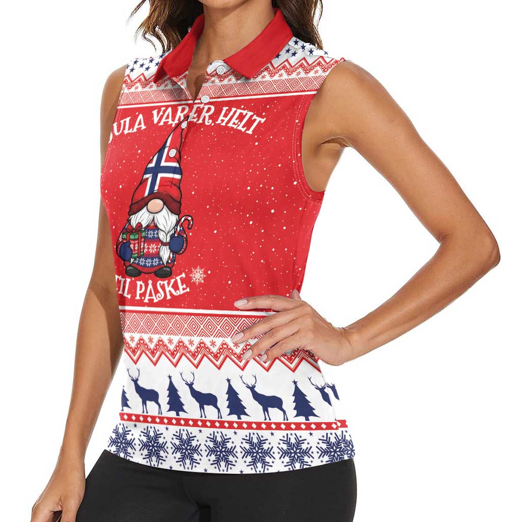 Norway Christmas Women Sleeveless Polo Shirt Lovely Nordic Gnome - Wonder Print Shop