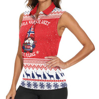 Norway Christmas Women Sleeveless Polo Shirt Lovely Nordic Gnome - Wonder Print Shop