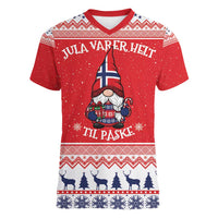 Norway Christmas Women V-Neck T-Shirt Lovely Nordic Gnome - Wonder Print Shop