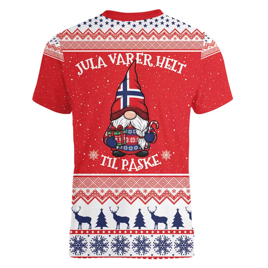 Norway Christmas Women V-Neck T-Shirt Lovely Nordic Gnome - Wonder Print Shop