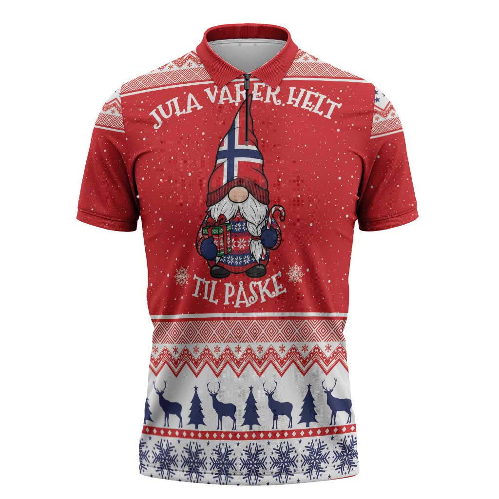 Norway Christmas Zipper Polo Shirt Lovely Nordic Gnome - Wonder Print Shop