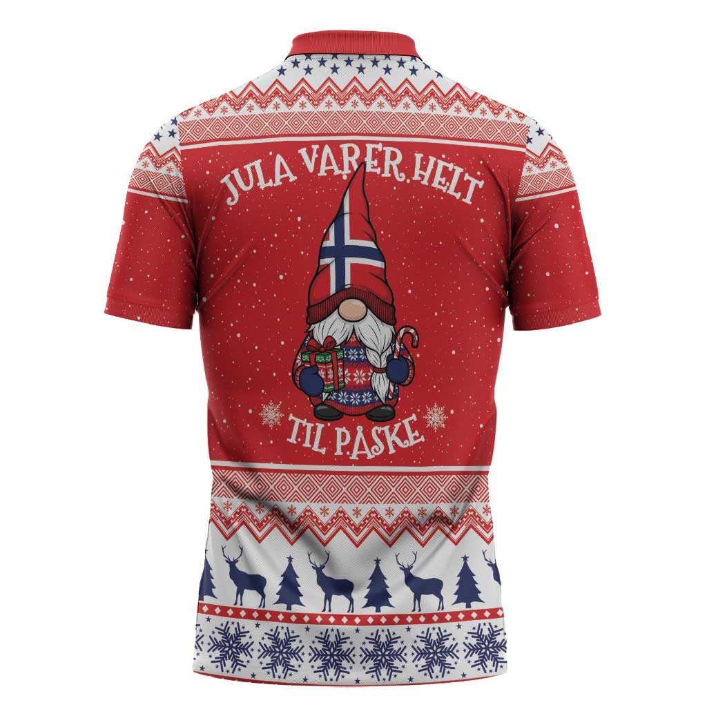 Norway Christmas Zipper Polo Shirt Lovely Nordic Gnome - Wonder Print Shop