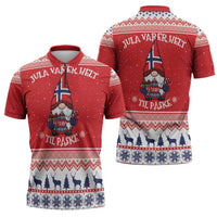 Norway Christmas Zipper Polo Shirt Lovely Nordic Gnome - Wonder Print Shop