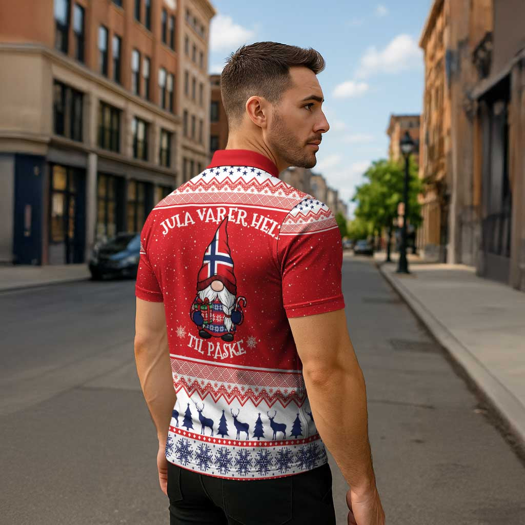 Norway Christmas Zipper Polo Shirt Lovely Nordic Gnome - Wonder Print Shop