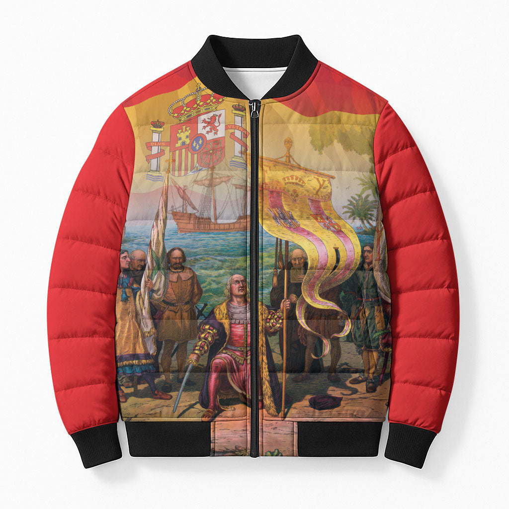 Spain National Day Bomber Puffer Jacket Christopher Columbus Discovery 1492