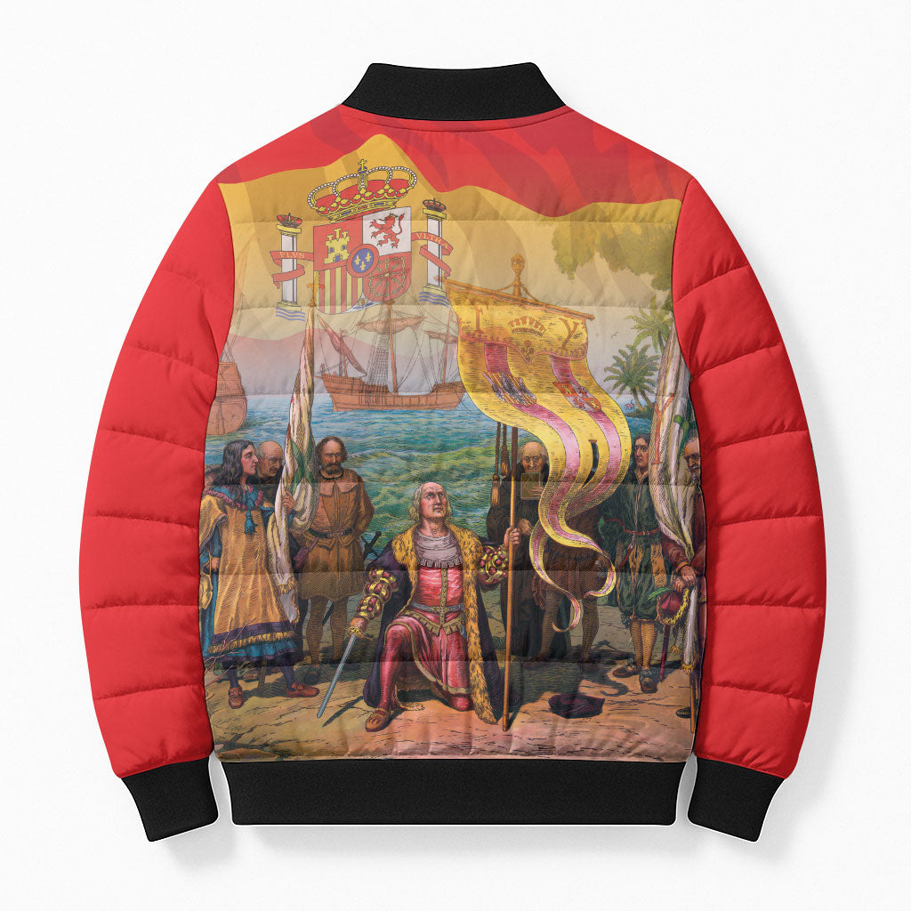 Spain National Day Bomber Puffer Jacket Christopher Columbus Discovery 1492