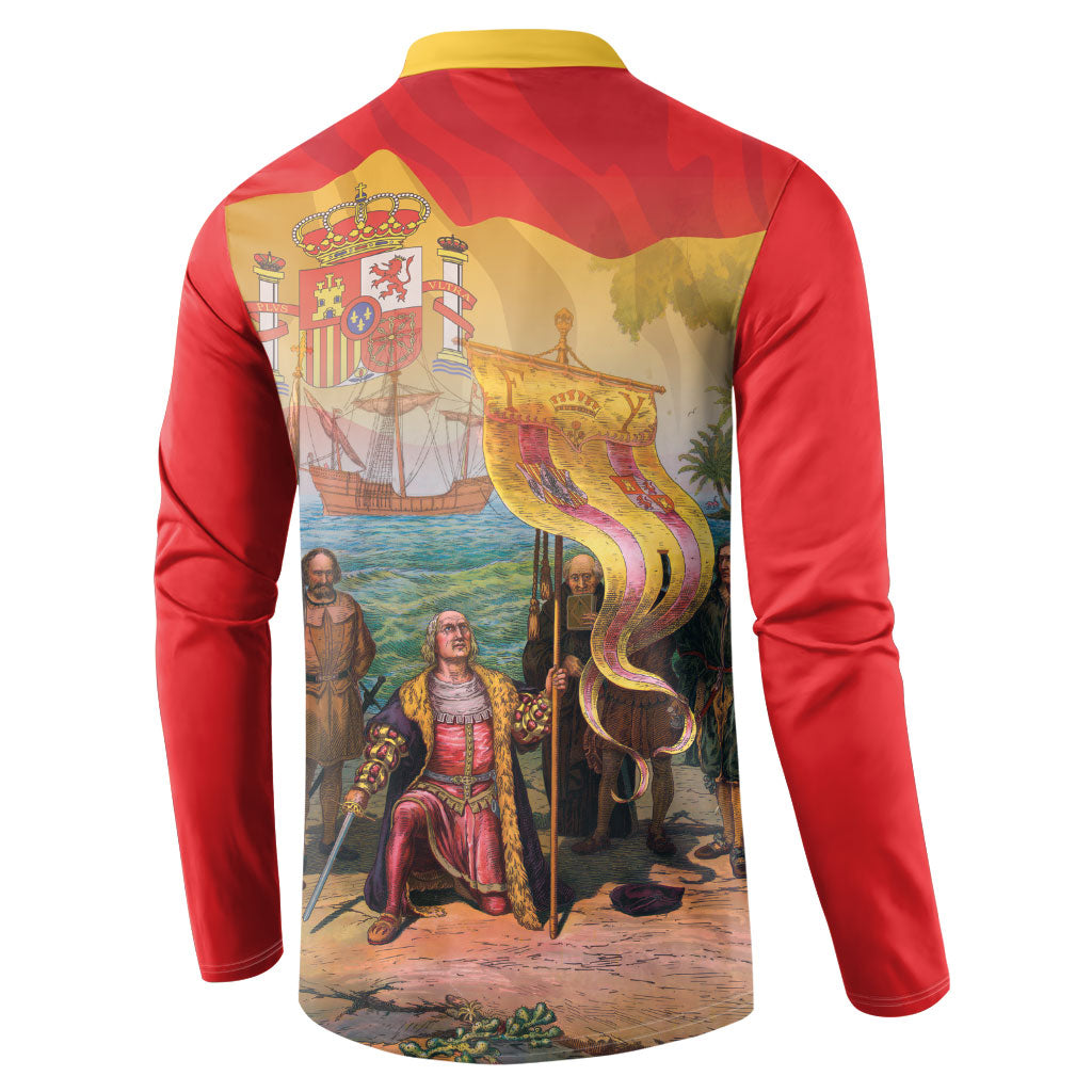 Spain National Day Button Sweatshirt Christopher Columbus Discovery 1492