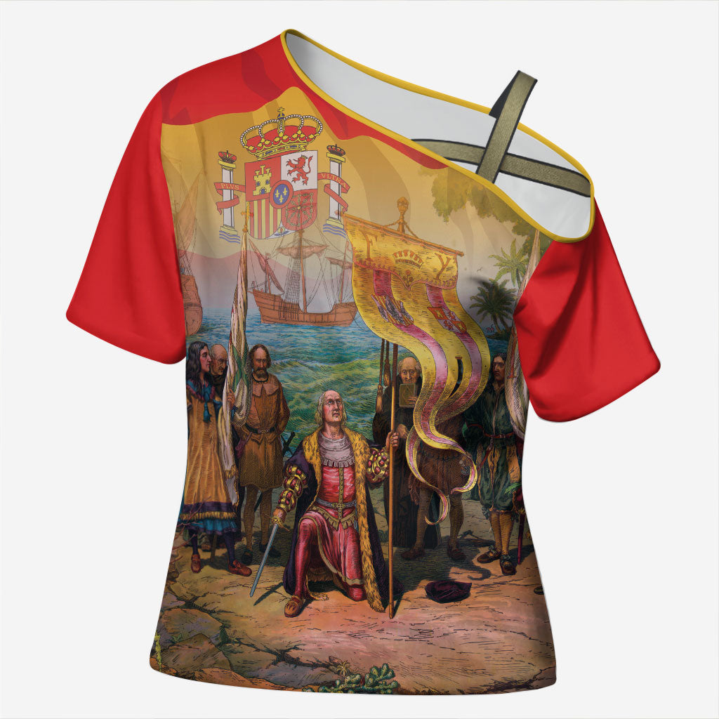 Spain National Day Cross Shoulder Shirt Christopher Columbus Discovery 1492
