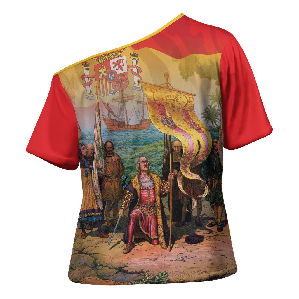 Spain National Day Cross Shoulder Shirt Christopher Columbus Discovery 1492