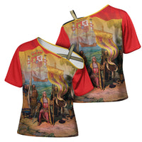 Spain National Day Cross Shoulder Shirt Christopher Columbus Discovery 1492