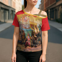 Spain National Day Cross Shoulder Shirt Christopher Columbus Discovery 1492