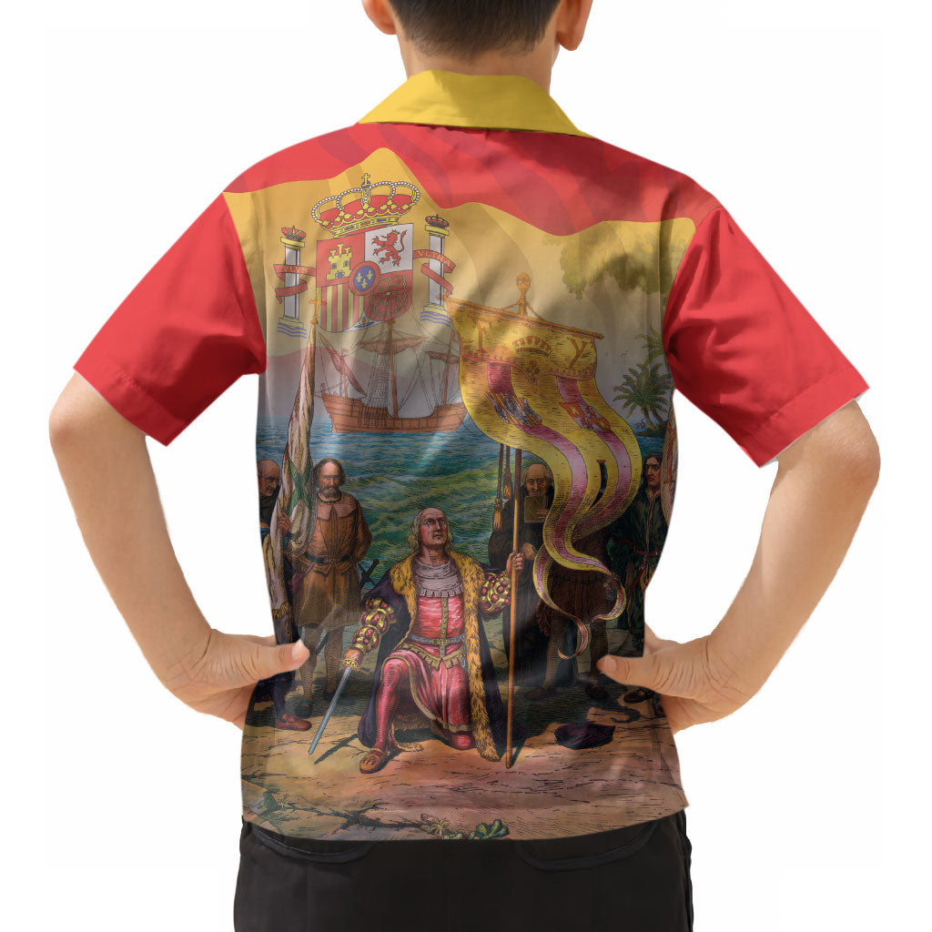 Spain National Day Kid Hawaiian Shirt Christopher Columbus Discovery 1492