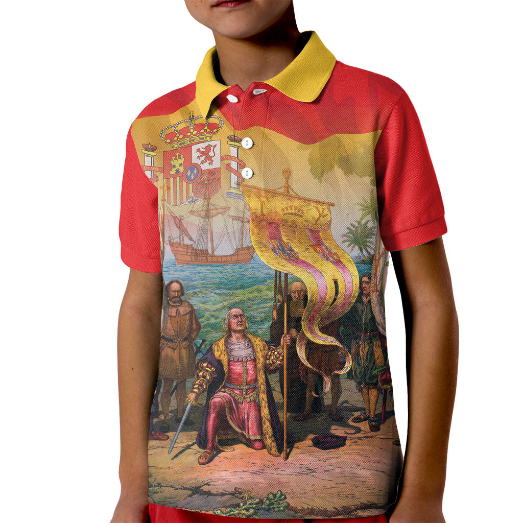 Spain National Day Kid Polo Shirt Christopher Columbus Discovery 1492
