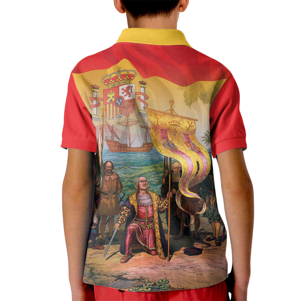 Spain National Day Kid Polo Shirt Christopher Columbus Discovery 1492