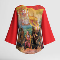 Spain National Day Kimono Sleeve Blouse Christopher Columbus Discovery 1492
